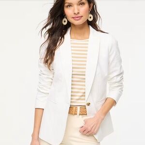 J CREW Linen-blend one-button blazer Size 2P petite